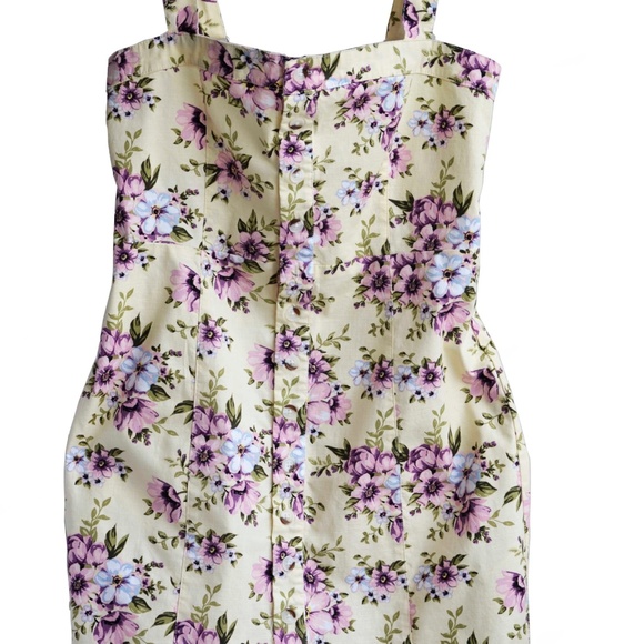 Forever 21 Floral Print, Button front Mini Drees, - Picture 2 of 5